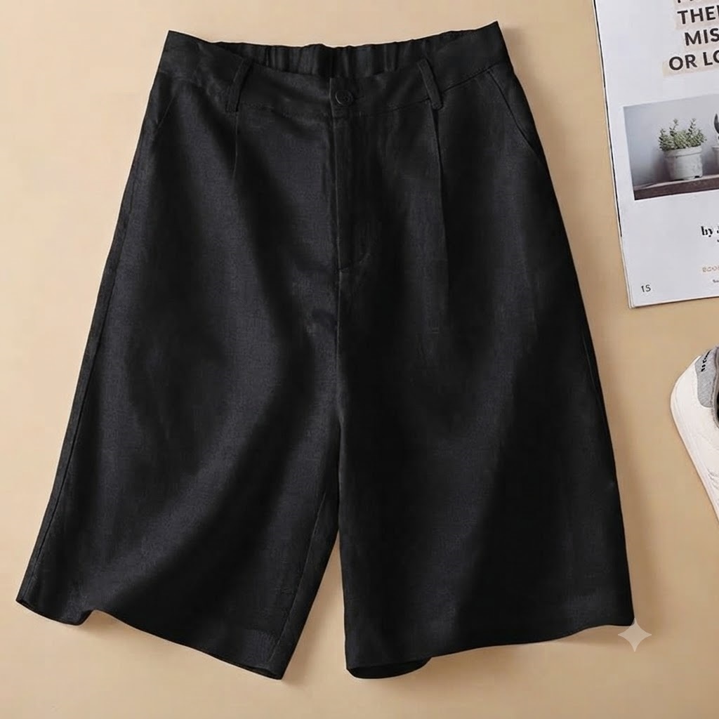 Quần lửng culottes ống suông mềm mại